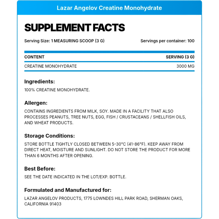 Lazar Nutrition, LA Creatine Monohydrate, 300g, 100 Servings