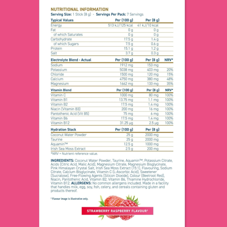 Applied Nutrition, Hydration+ Electrolyte & Vitamin Powder Stick, 7 Packs