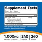 Nutricost, Milk Thistle 250mg (1000mg Equivalent), 240 Capsules, 240 Servings