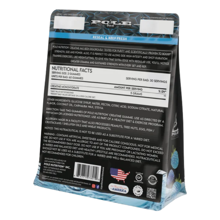 Pole Nutrition, Creatine Gummies 5000 MG, 60 Gummies, 30 Servings
