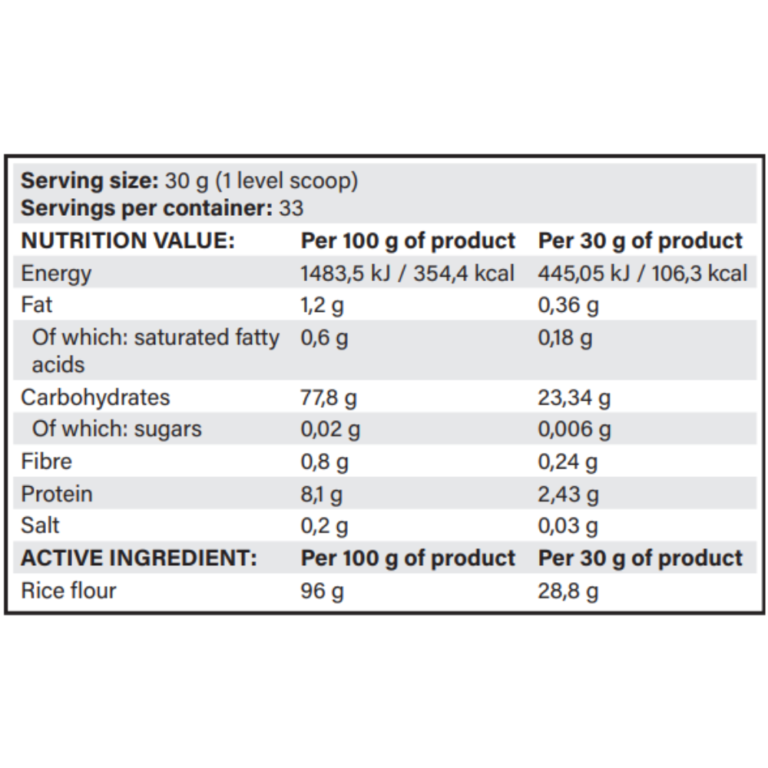 Yava Labs, Cream of Rice, 1kg, 33 Servings
