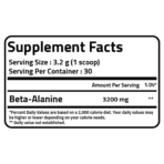 PureGanic, Beta alanine, 96g, 30 Servings — Nutrition Facts panel / جدول القيم الغذائية